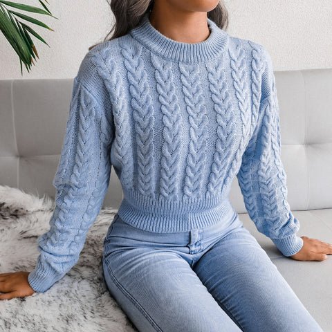 Twist Waist Trimming Knitted Cropped Sweater