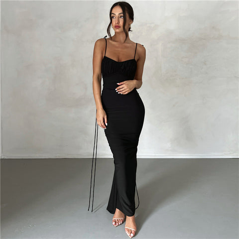 Deep V Backless Slim Fit Sheath Elegant Dress