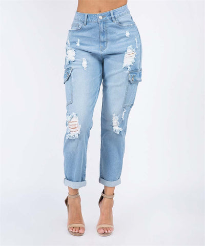 Ripped Straight High Waist Jeans