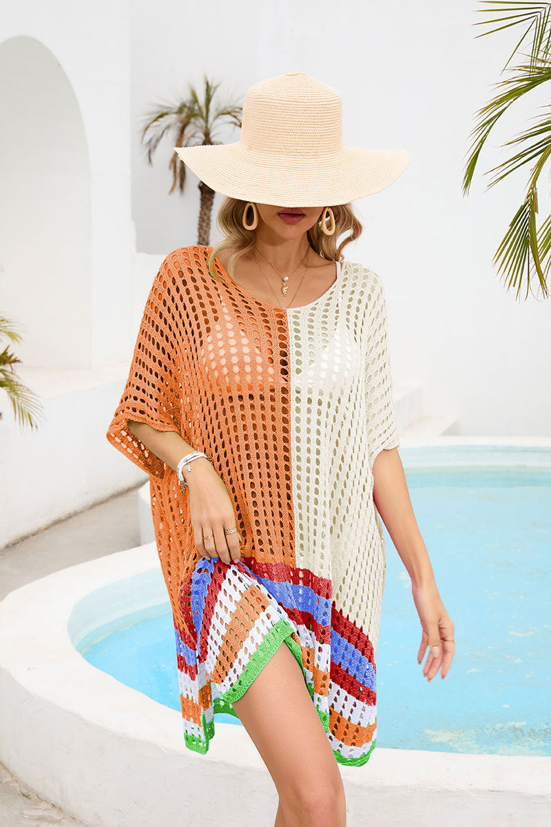 Loose Patchwork Cutout Beach Dress