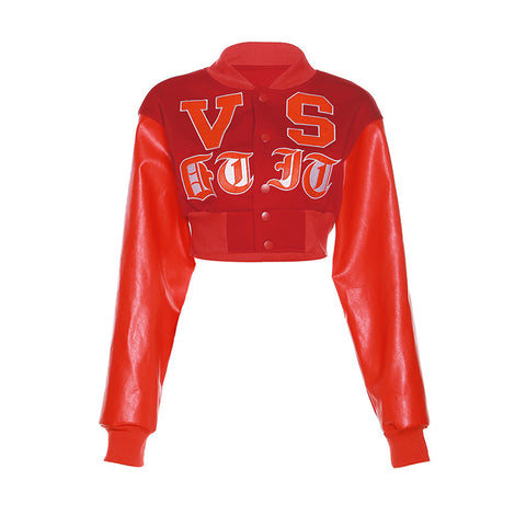 Varsity Navel round Neck  Short Jacket