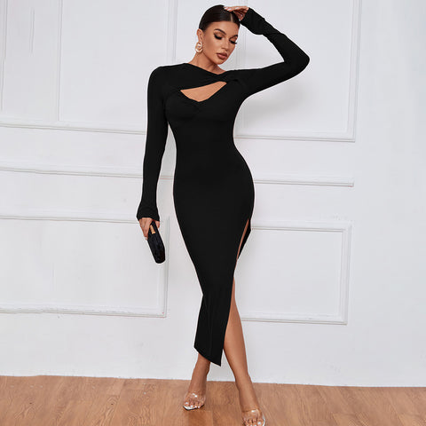 Slim Sheath Tight Slit Maxi Dress