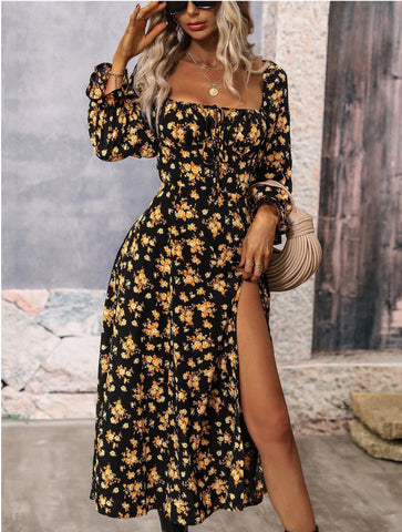 Floral Print Slit Dress