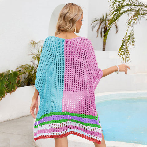 Loose Patchwork Cutout Beach Dress