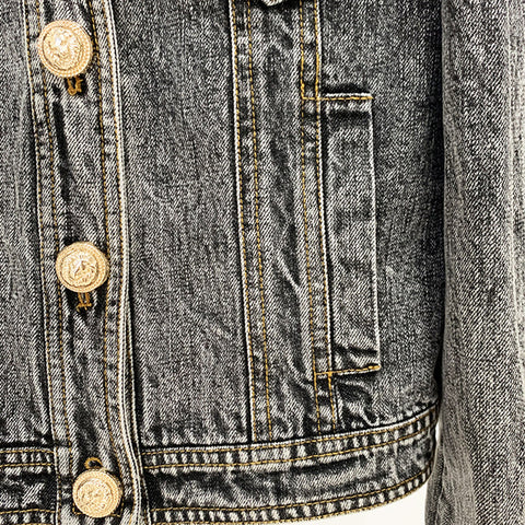 Star Lion  Head Button Denim Jacket Coat