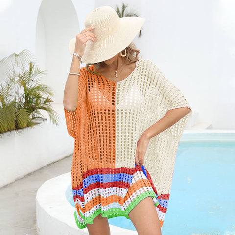 Loose Patchwork Cutout Beach Dress