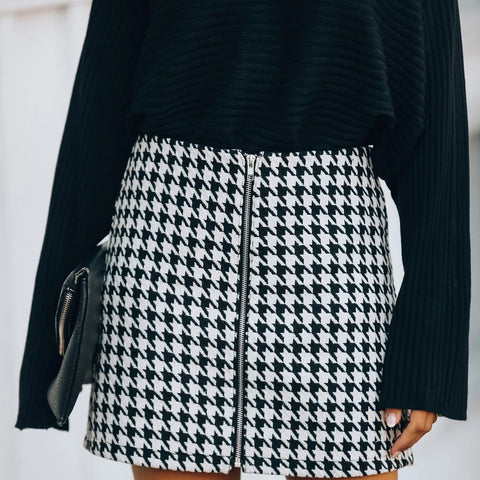 Office Houndstooth Skirt A Line Skirt