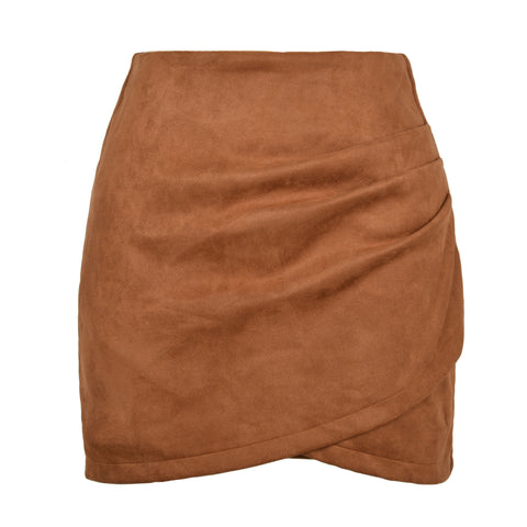 Heap Pleated Cross Zipper Skirt