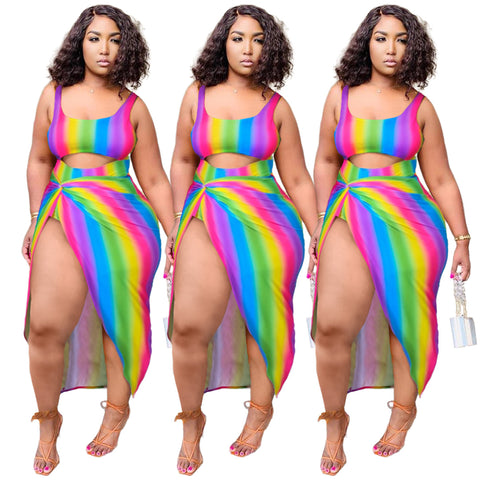 Rainbow Striped Two-Piece Set