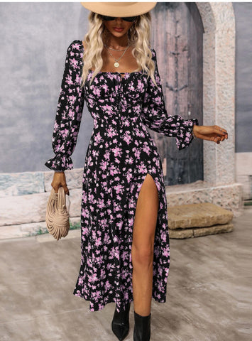 Floral Print Slit Dress