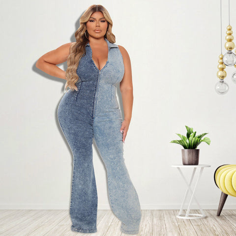 Two tone Denim Jumpsuit