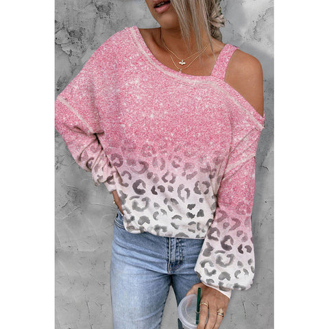 Pink Gradient Leopard  off Shoulder