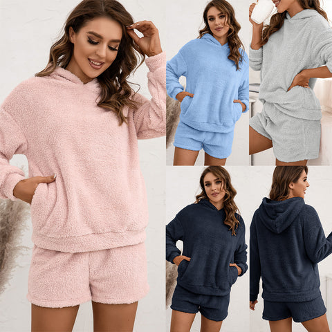 Plush Hooded Sweater Set