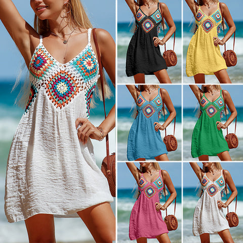 Hand Crocheting Pullover Breathable Beach Cover Up Dress