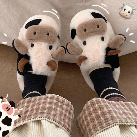 Cute Cow Animal Fluffy Winter Slipper