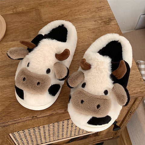 Cute Cow Animal Fluffy Winter Slipper