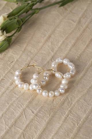 Natural pearl hoop ring and earring set